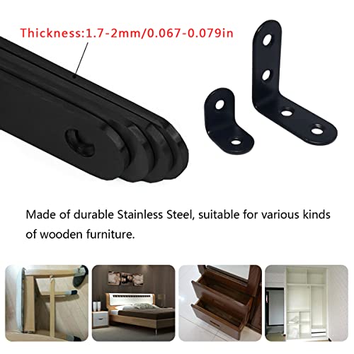 Mending Plate 40 PCS Straight Joining Brace and Corner Bracket with Screws Flat Fixing Plates L Bracket Corner Brace for Shelf Wood Repairing Black - style: Black Straight & Corner with Screws