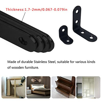 Mending Plate 40 PCS Straight Joining Brace and Corner Bracket with Screws Flat Fixing Plates L Bracket Corner Brace for Shelf Wood Repairing Black - style: Black Straight & Corner with Screws