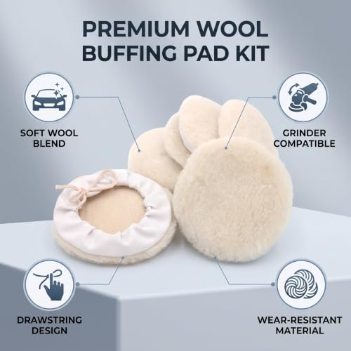 YWBL-WH Wool Polishing Pads, 7 Inch 6-Pack