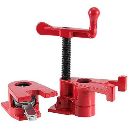 4 Pack 3/4 Inches Pipe Clamp, Wood Gluing Pipe Clamp Set, Heavy Duty Woodworking Cast Iron Clamp for Metalworking, Woodworking and Frame Assembly, Red