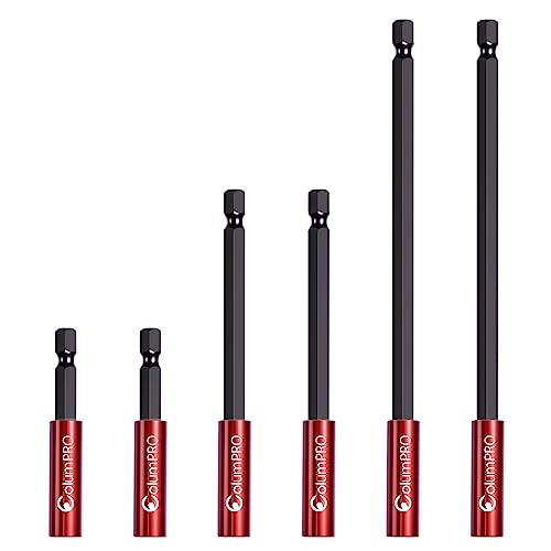 6PCS Strong Magnetic Drill Bit Extension Holder for Impact Driver,1/4" Hex Shank S2 Steel Magnetic Screwdriver Extension,Straight Without Bending Drill Bit Extender,2, 4, 6-inch Extensions