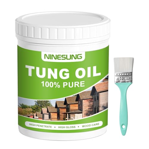 Pure Tung Oil for Wood with Wood Brush, Premium Wood Oil - Waterproof Wood Sealer Indoor and Outdoor, Tung Oil for Unfinished Bare Wood, Such as Wood Furniture, Wood Floors (8 Ounces) - size: 8 Ounces