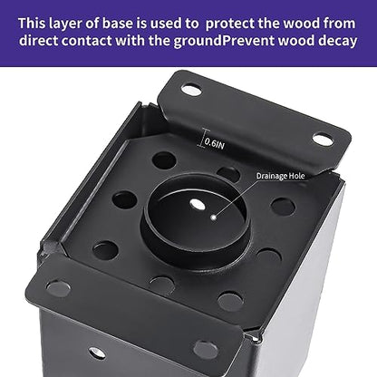 4 Set 4"x 4" Post Base (Inner Size 3.6"x 3.6" - size: 4 Pcs, style: 3.6"x 3.6"