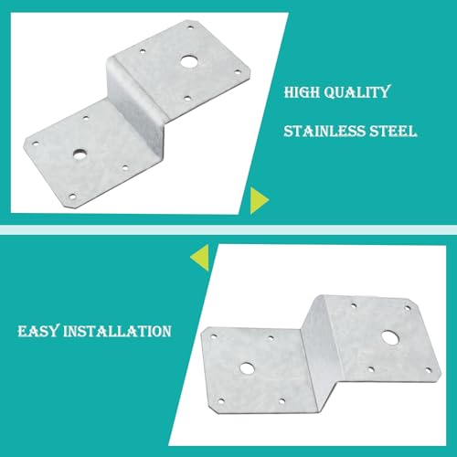 6 PCS Z Bracket Tie Plate, Galvanized Steel Deck Joist Tie Plate for 4'' x 4'' Posts and 2'' x 4'' Cross Joist, Metal Corner Brace for Wood Shelves Fixing Lumber Connector Pergola Brackets