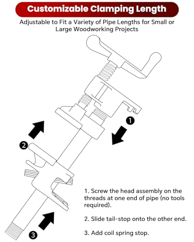 ATPEAM 3/4'' Wood Gluing Pipe Clamp Set with Protective Pads - color: Red