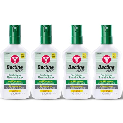 Bactine MAX First Aid Spray, Pain Relief Cleansing Spray, 5 oz (4 Pack)