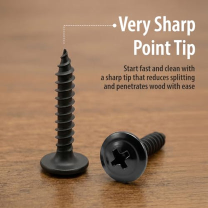 BCP Fasteners #8 x 3/4" Black Modified Truss Head Wood Screws, 100 Pack