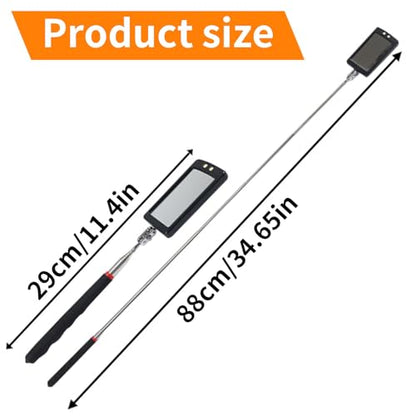Extendable Inspection Mirror, 360-Degree Rotation LED Inspection Mirror - size: 1 Pack