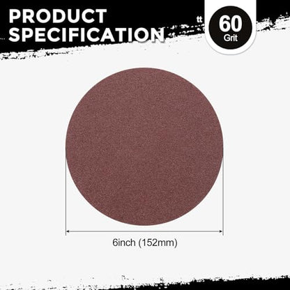 10Pcs Sanding Discs 6Inch 60Grit Hook and Loop Sandpapers Red - size: 6 Inch(60 Grit)