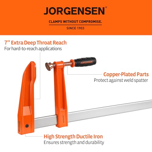 Jorgensen 48-Inch Deep-Reach Throat Bar Clamps, 7" Throat Depth, 2-Pack - size: 48-Inch