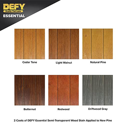DEFY Essential Semi-Transparent Outdoor Wood Stain and Sealer in One, 1 Gallon, Natural Pine - Wood Sealer Outdoor Waterproof Deck Stain - color: Natural Pine