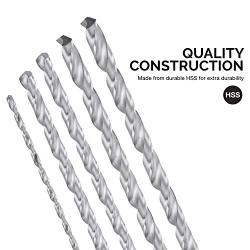 NEIKO 10047A Extra Long Drill Bit Set | 5-Piece | M2 HSS Steel | 12-Inch Length | 1/8, 3/16, 1/4, 5/16, and 3/8-Inch - size: 5 Piece, style: Extra Long