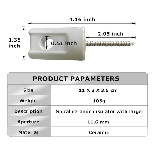 Electric Fence Ceramic Insulator, Heavy Duty Lag Screws 25 PCS - style: 25 PCS