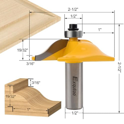 Exqutoo 1PCS 1/2" Shank 2-1/2" Diameter Raised Panel Cabinet Door Making - style: 1Pcs 1/2" Shank Raised Panel Router Bit