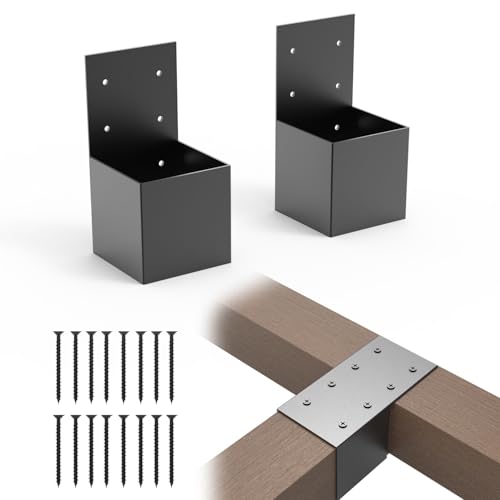 2 Pack Pergola Brackets 4x4 (Actual: 3.5x3.5 Inch), Rafter Post Connectors, Deck Railing Kit, Wall Mount for Lumber Gazebo Sunroom Carport - size: 2 Pieces