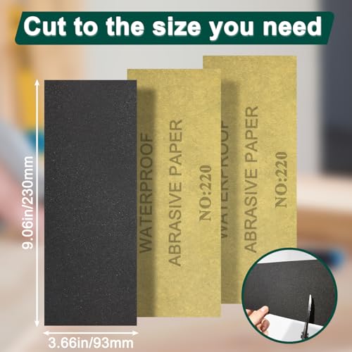 20PCS Sand Paper 220 Grit Sandpaper Sheets, 9 x 3.6 Inch Wet Dry Sandpaper Sheets, Sand Paper for Metal, Wood Furniture, Automotive and Crafts - color: H-220 Grit 20pcs