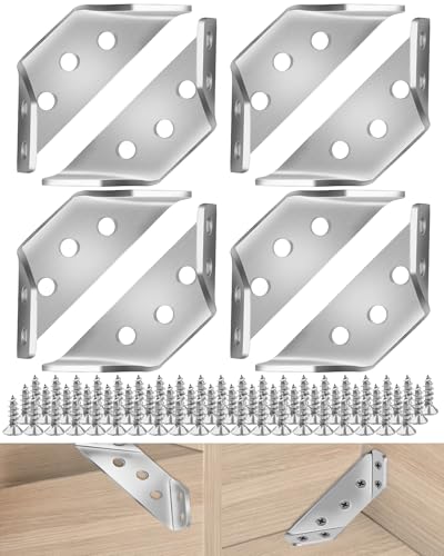 8-Pack Universal Stainless Steel Furniture Corner Connectors,Sliver