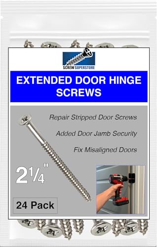 Door Hinge Screws #9 x 2-1/4 in - Steel, 24 Pack (Silver) - color: Silver