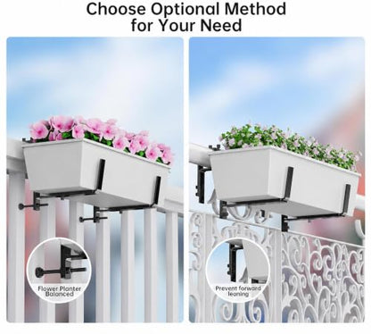 Y&M 6 Pack Window Box Brackets, Adjustable Railing Planter Box Brackets - size: 6p