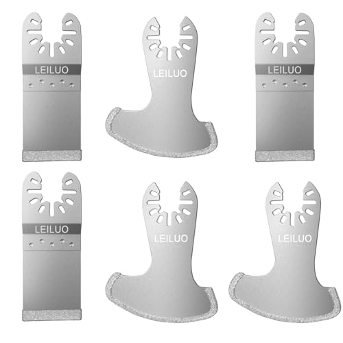 LEILUO 6Pcs Diamond Oscillating Tool Blades Grout Removal Multitool Blade