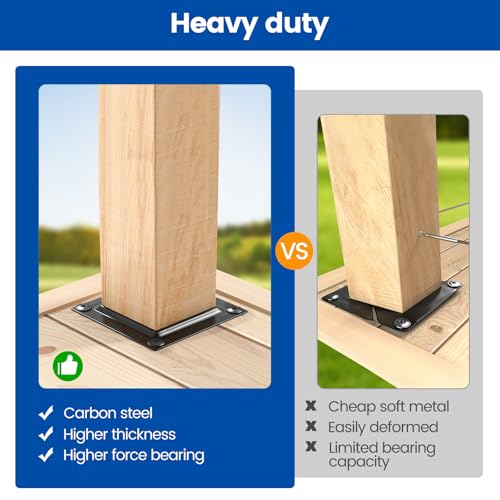 Muzata 4Pack 4"×4" Carbon Steel Wood Post Plate Connector WT08 - size: 4"×4"