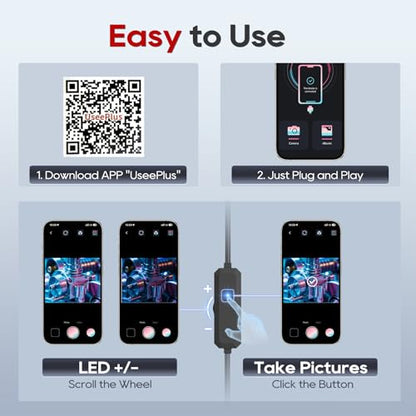 TOPDC Endoscope Camera with Light, 1920P Borescope for iOS and Android - size: 16.4ft / 7.9mm