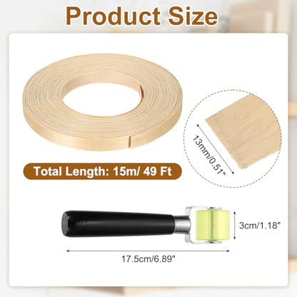 uxcell 1/2" x 49 ft Wood Edge Banding Pre-Glued Iron On Edging Strip Birch - color: Birch, size: 1/2" x 49 ft