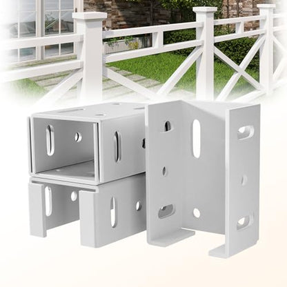 White Aluminum Fence Bracket - Heavy Duty Metal Replacement for 2.75in Plastic, Connects Panel to Post - Vinyl Fence Parts (4Pcs & 40 Screws) - color: 4 brackets & 40 screws