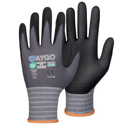 KAYGO Safety Work Gloves, MicroFoam Nitrile Coated, Men Women,KG18N - color: Gray, size: XX-Large