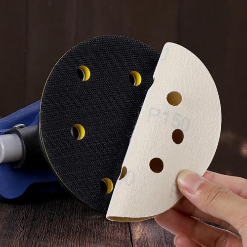 5-Inch 8-Hole Hook and Loop Gold Sanding Discs, Pack of 50 Sandpaper, 150-Grit