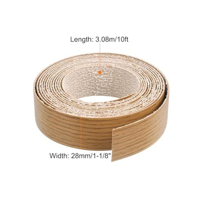 uxcell Edge Banding, 1-1/8 Inch x 10ft Pre-Glued Wood Veneer Edging Iron-on Flexible Edge Banding for Cabinet Repair Furniture Restoration, Teak - size: 1-1/8 Inch x 10ft