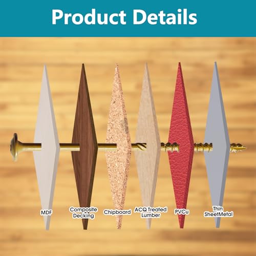 Lag Screws 6 Inch, Structural Wood Screw #14x 6, 117-PCS Heavy Duty Construction Screw, Rust Resistant, Washer Head, Black Coated Exterior Wood (117, Bronze, #14 x 6) - color: Bronze, size: #14 x 6"