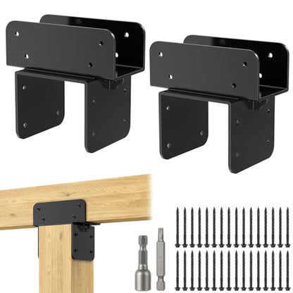 4x6 Stainless Steel Pergola Brackets, Heavy Duty Post Cap Tie Bracket 2Pcs - size: 4x6 2pcs, style: Middle