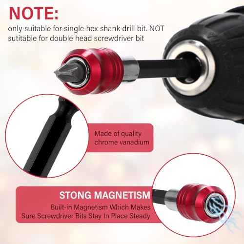 Lasnten 9 Pcs Drill Bit Extension Set 6'' 4'' 2'' Magnetic Drill Extension Bit Holder Drill Bit Extender 1/4 Inch Hex Bit Holder with 9 Bits Adjustable Depth Screwdriver for Impact Driver