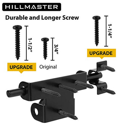 Hillmaster Slide Bolt Gate Latch for Wooden Fence Door Lock With Padlock Hole, Heavy Duty Sliding Lock, Black Barrel Bolt Latches Hardware for Wood Vinyl Fence Barn Shed - size: 1 Pack