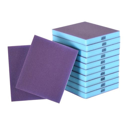 12Pcs 400Grit Double-Sided Sanding Sponges, Washable & Reusable - size: 400Grit