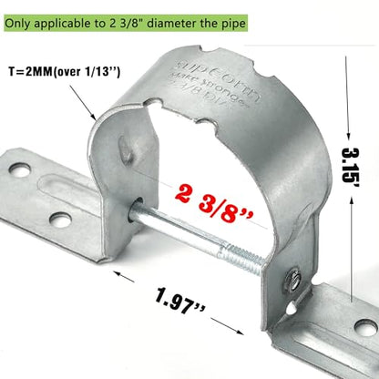 2-3/8" Fence Bracket,50Pcs Galvanized Pipe Grip Tie for Metal Posts - size: 50pcs