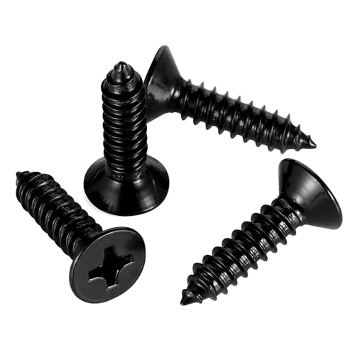 #4 x 1 Wood Screws Flat Head Fast Self Tapping Drywall Screws 18-8 Stainless Steel 304 Black Finish, 100 PCS - size: #4 x 1"