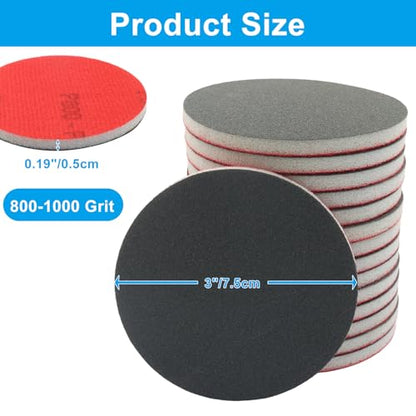 3 Inch Hook and Loop Sanding Sponge Discs, 24 Pcs - size: 800-1000 Grit