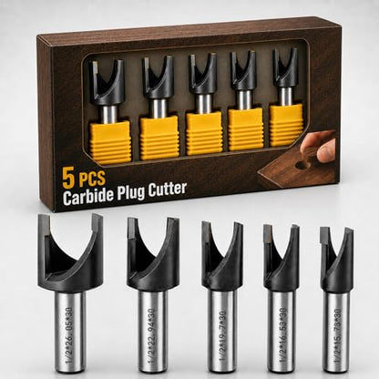 Landhoow 5 Pcs Wood Plug Cutters Set 3/4" 3/8" 1/2" 5/8" 11/32"