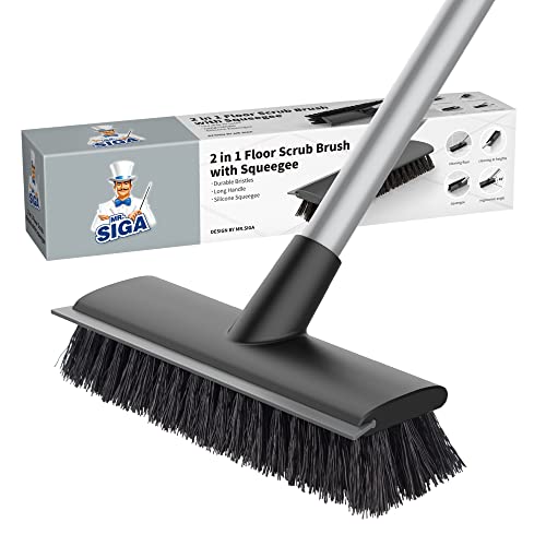 MR.SIGA Floor Scrub Brush with Long Handle for Cleaning Cleaning Bathroom - size: 8.7 x 48.4 inch