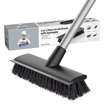 MR.SIGA Floor Scrub Brush with Long Handle for Cleaning Cleaning Bathroom - size: 8.7 x 48.4 inch