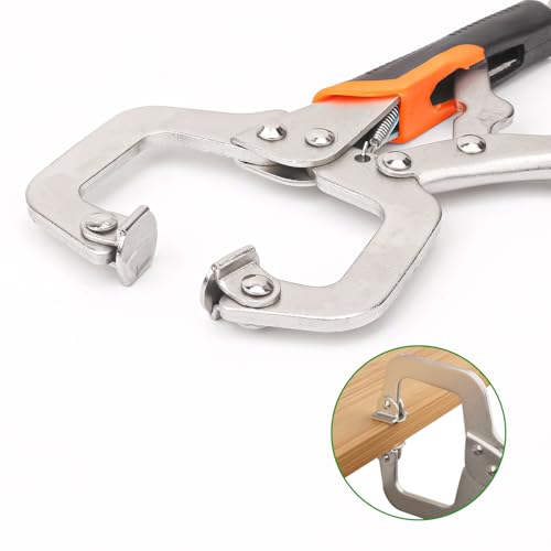 6 Pack 6 Inch C-Clamp Locking Pliers with Rubber Handle, 6 Inch C-Clamps Face, Heavy Duty C Clamp Locking Pliers, Adjustable C Clamps for Woodworking and Home Improvement - size: 6 Pack 6 Inch with rubber handle