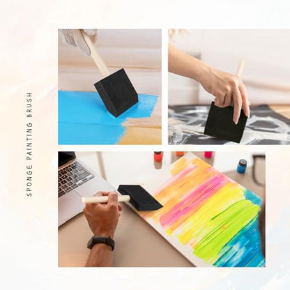 Foam Paint Brushes 3 Inch 12 Pcs Large Sponge Brushes for Painting Crafts - color: Black 12 Pack 3 Inch