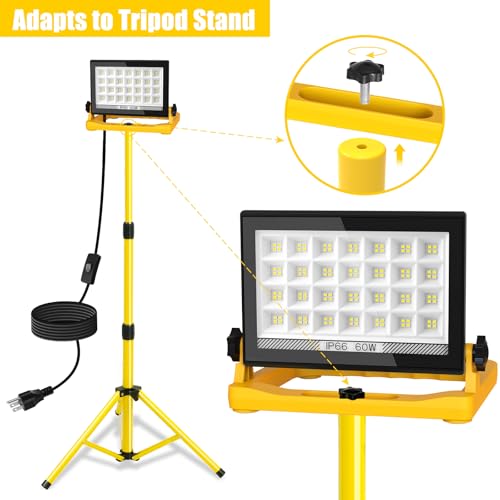 T-SUN LED Work Light with Stand, 60W LED Flood Light,6000K,1 Pack - size: 1 Pack