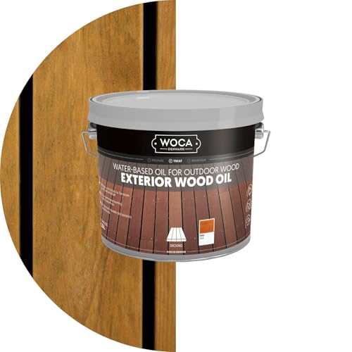 WOCA Denmark - Exterior Wood Oil - Water Based Penetrating Stain for Outdoor Wood Decks, Fences, Siding and Furniture - 2.5L - Teak - color: Teak, size: 2.5L