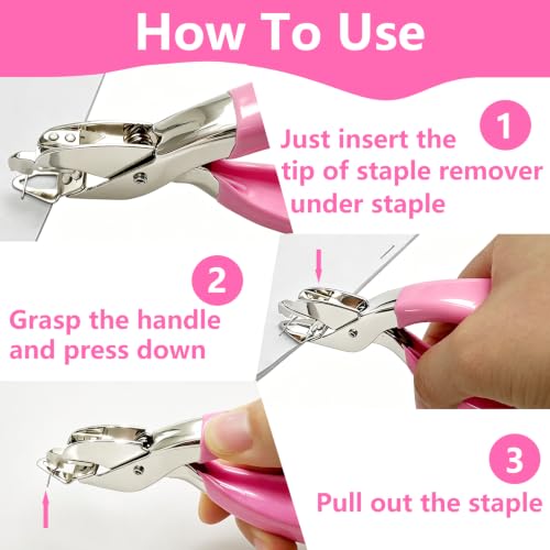2PCS Staple Remover Staple Puller Remover for Home School Office,Quick and Comfort (Pink) - color: Pink