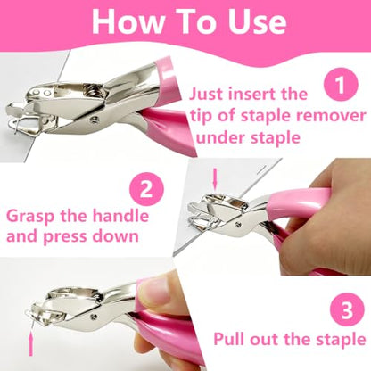 2PCS Staple Remover Staple Puller Remover for Home School Office,Quick and Comfort (Pink) - color: Pink