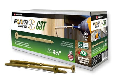 CST Series (50 Pack) 3/8 inch x 8-1/4 inch Structural Wood Screws for Outdoor Decks and General Construction, Rustproof Finish, T-40 Star Bit Included, FTC17GO38814L - size: 3/8 in x 8-1/4 in