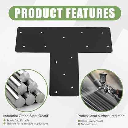 4 Pcs 16.9"x 12" T Post Brackets,Thickness 0.12" Mending Plates - size: 6"x 6"